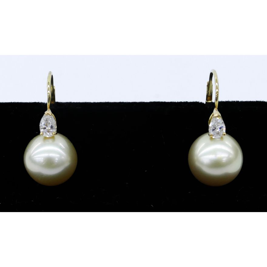 Pair Turgeon Raine 18k Pearl & Diamond Earrings
