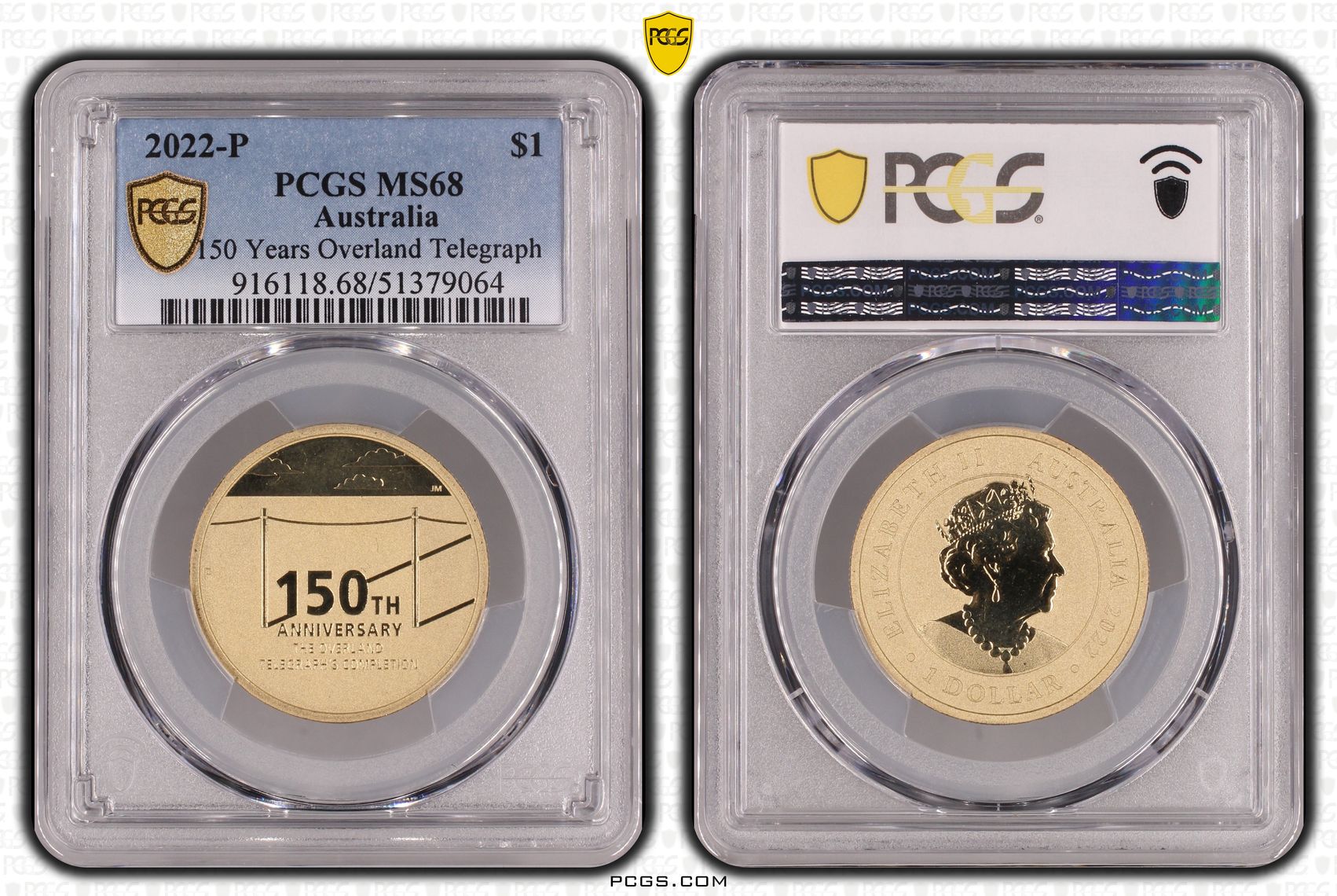 150 Years Overland Telegraph, One Dollar, 2022-P, PCGS MS68