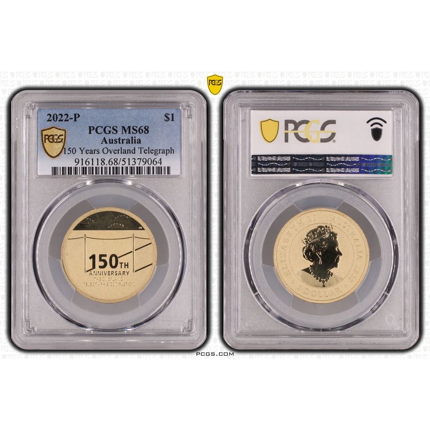 150 Years Overland Telegraph, One Dollar, 2022-P, PCGS MS68