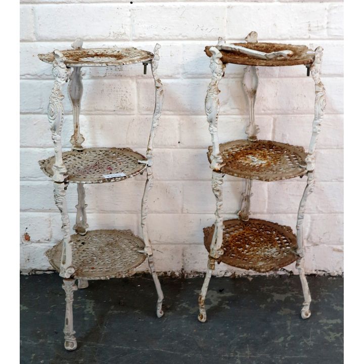 PAIR OF VINTAGE CAST IRON PLANT STANDS,