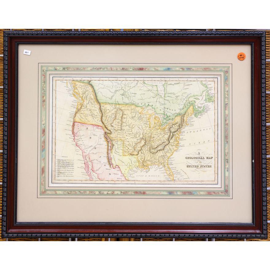 Antique Geological Map of the US Framed 19''x24''