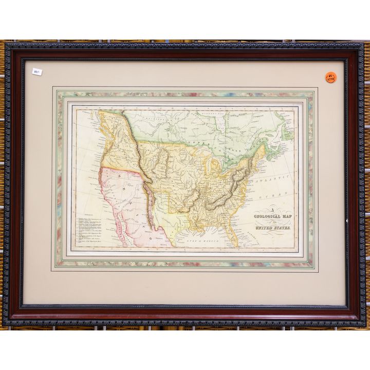 Antique Geological Map of the US Framed 19''x24''