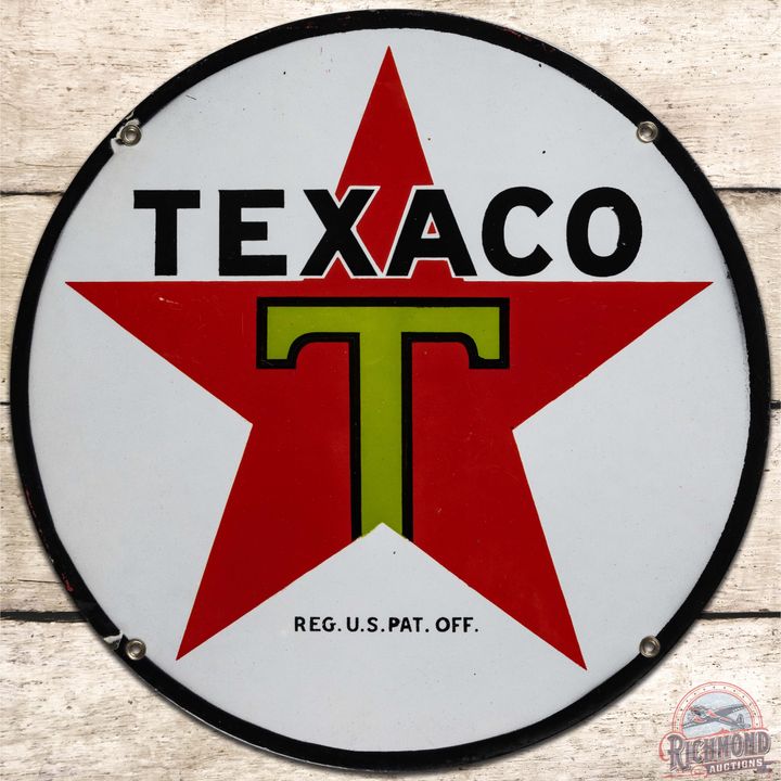 Texaco 15" SS Porcelain Sign "Black T"