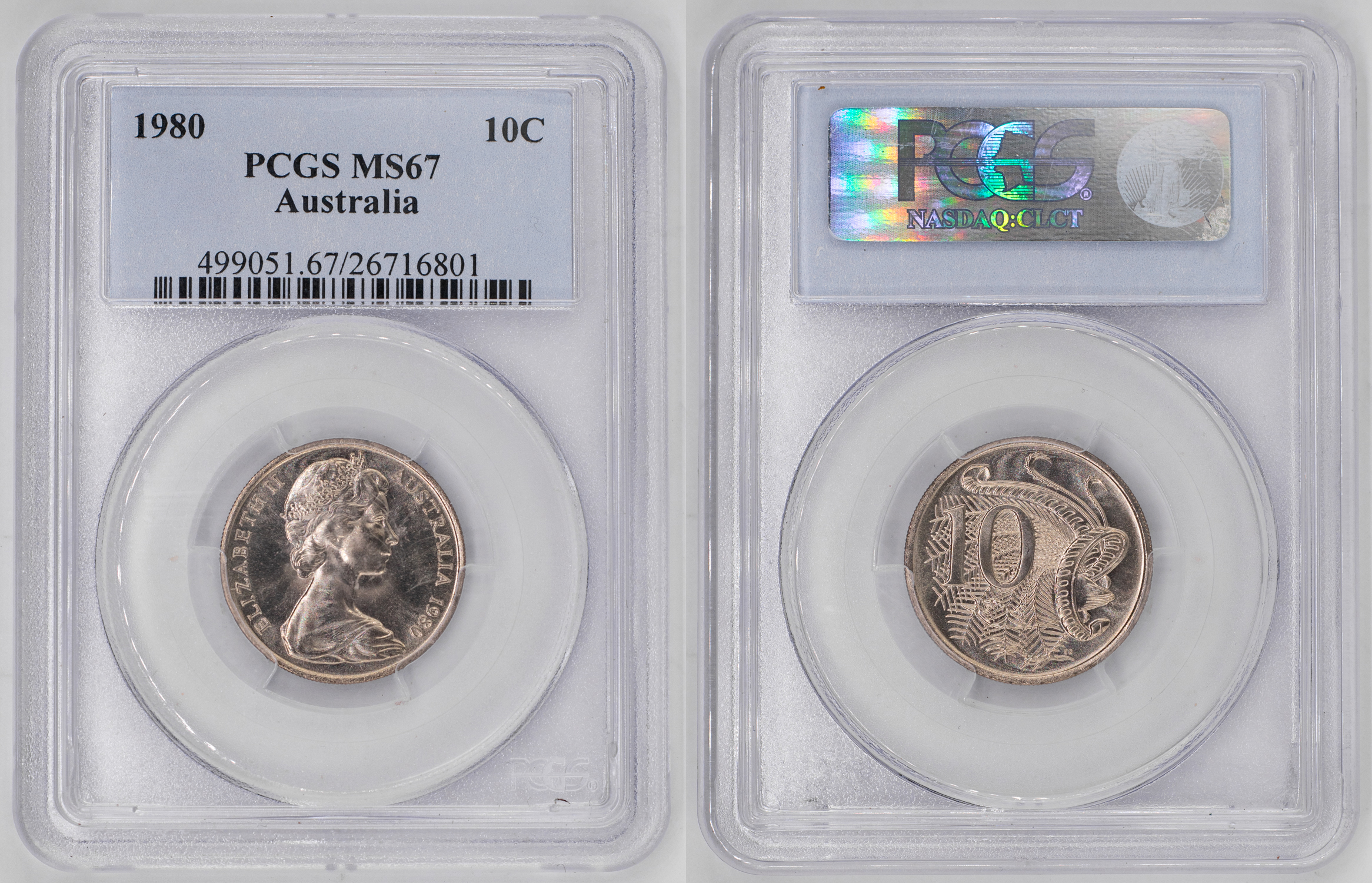 Elizabeth II, Ten Cent, 1980, PCGS MS67