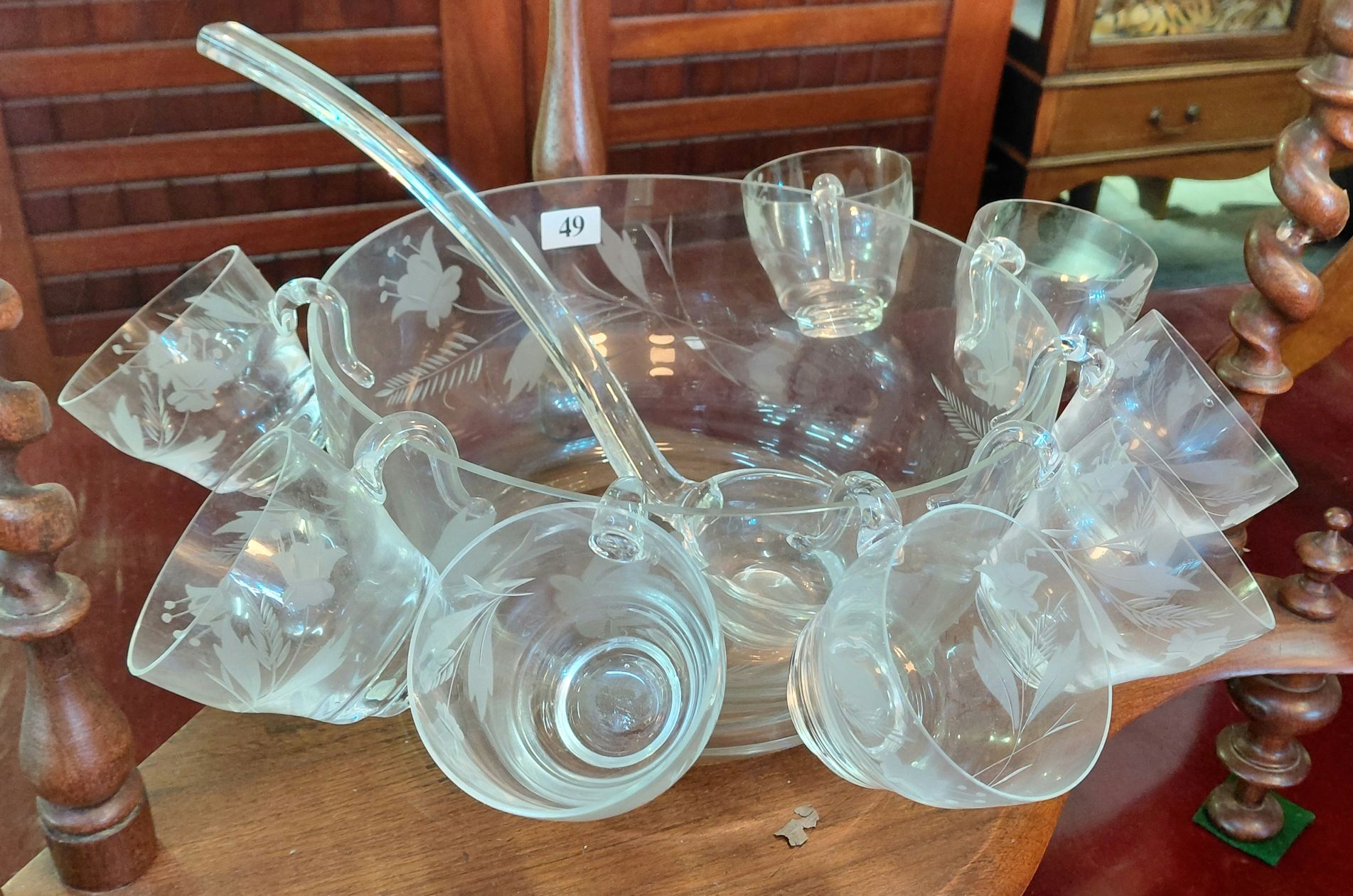 49 · ETCHED FLORAL DESIGN PUNCH BOWL