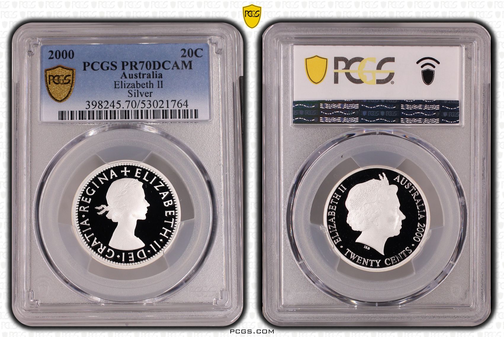 Elizabeth II Silver, Twenty Cents, 2000, PCGS PR70DCAM