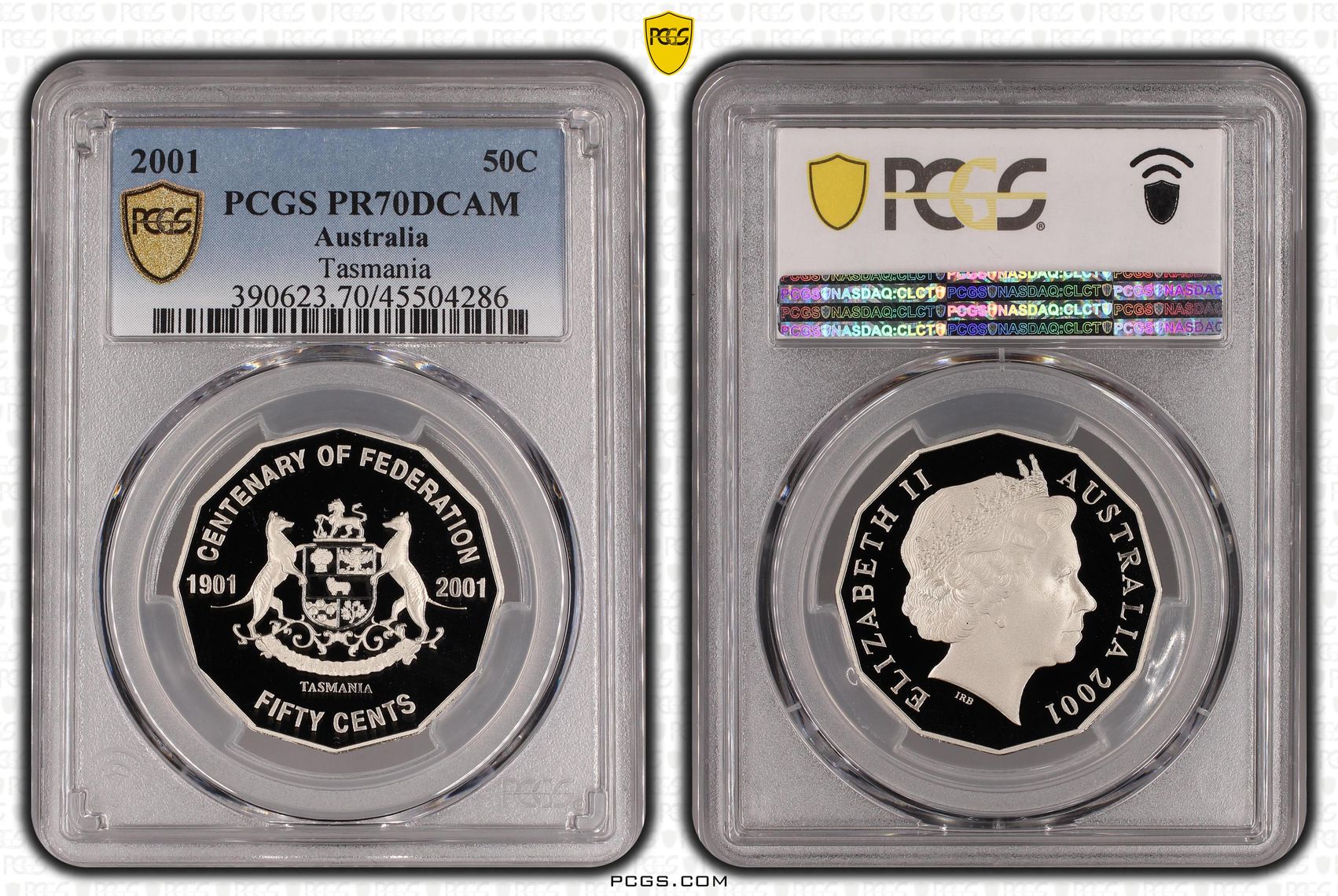 2001 Australian Fifty Cent, 50c Proof Tasmania PCGS - PR70DCAM POP 28/0 -286