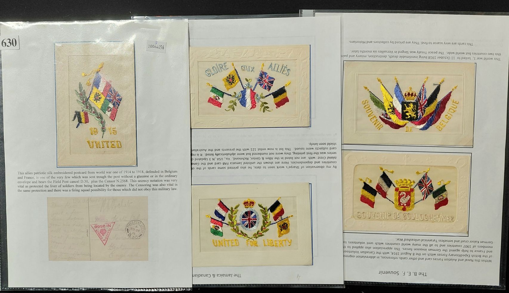 630 · SILK POSTCARDS - WWI
