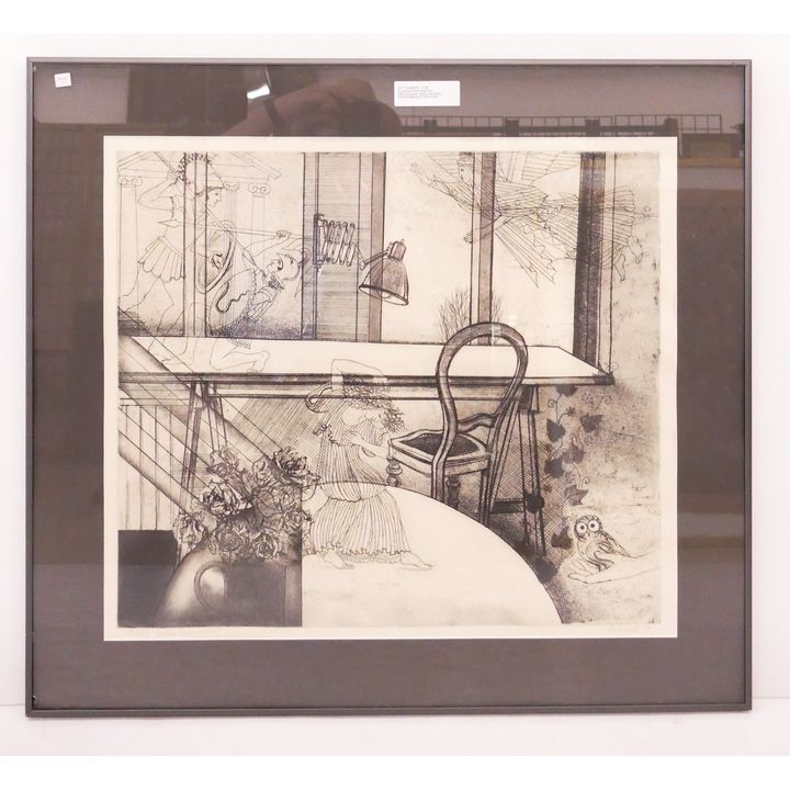 European Modernist S/N Etching- 26x29'' framed