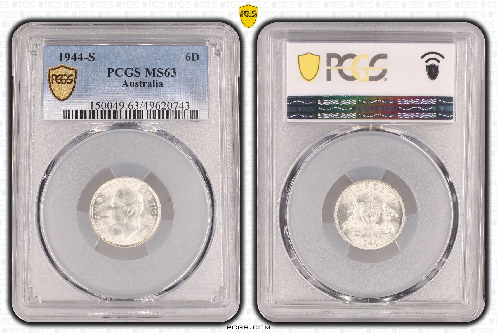 George VI, Sixpence, 1944-S, PCGS MS63