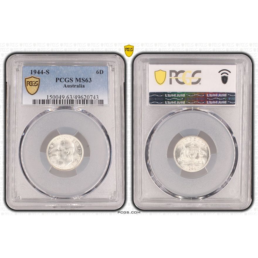 George VI, Sixpence, 1944-S, PCGS MS63