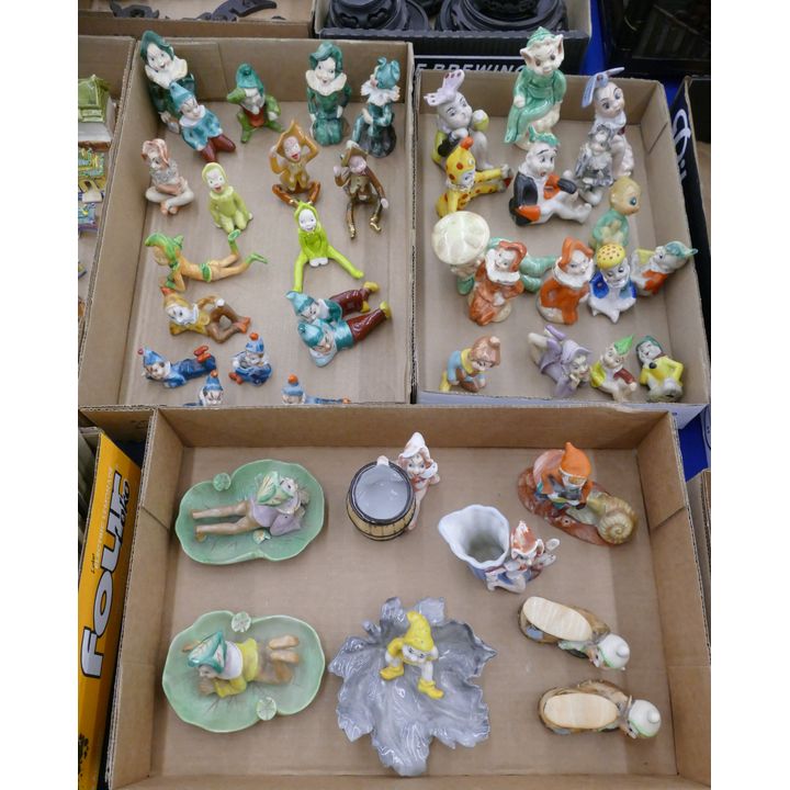 3 Boxes Vintage Pixie Pottery Figures