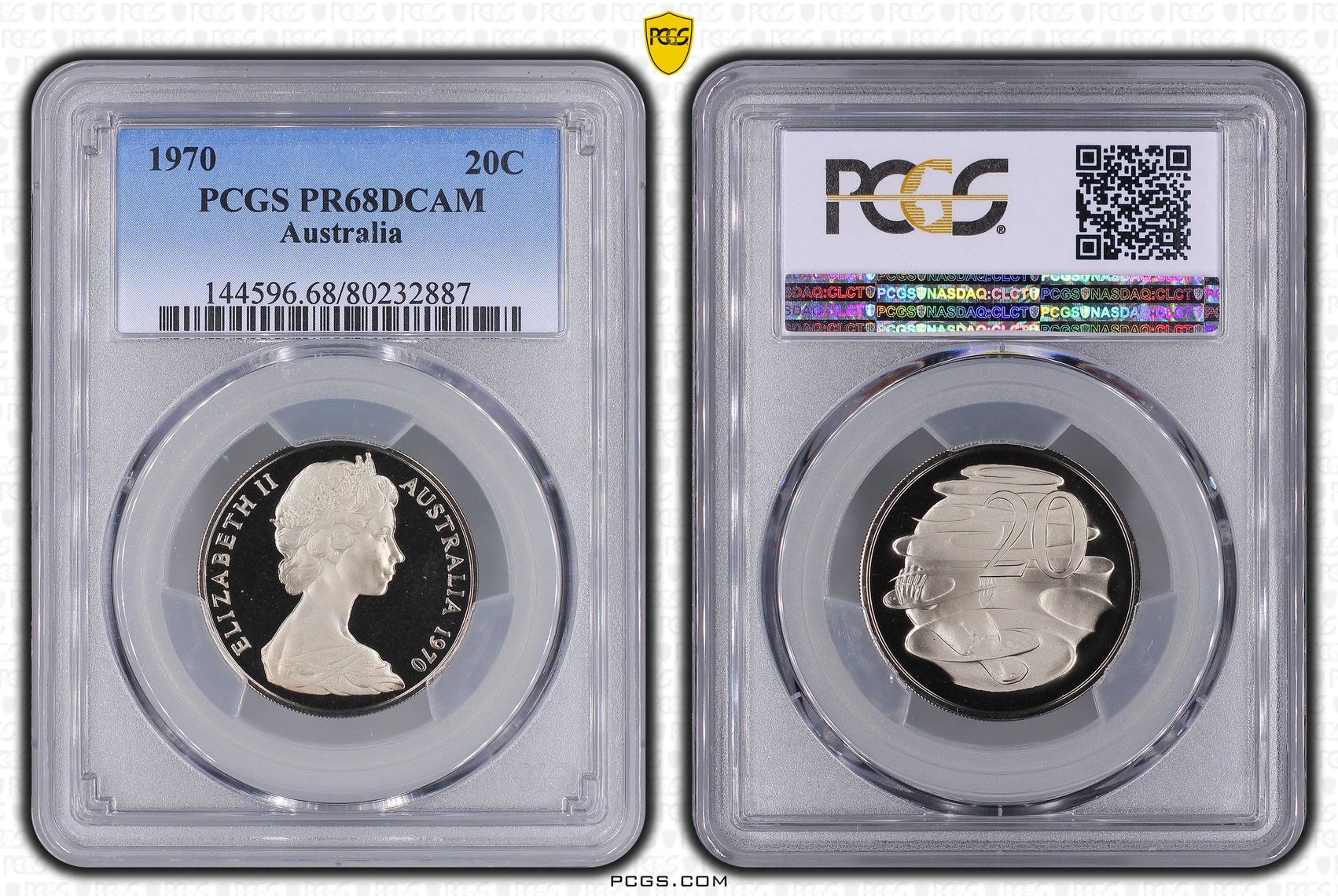Elizabeth II, Twenty Cent, 1970, PCGS PR68DCAM
