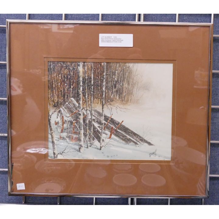 Ken Dowd Snow Watercolor Painting- 14x16'' framed