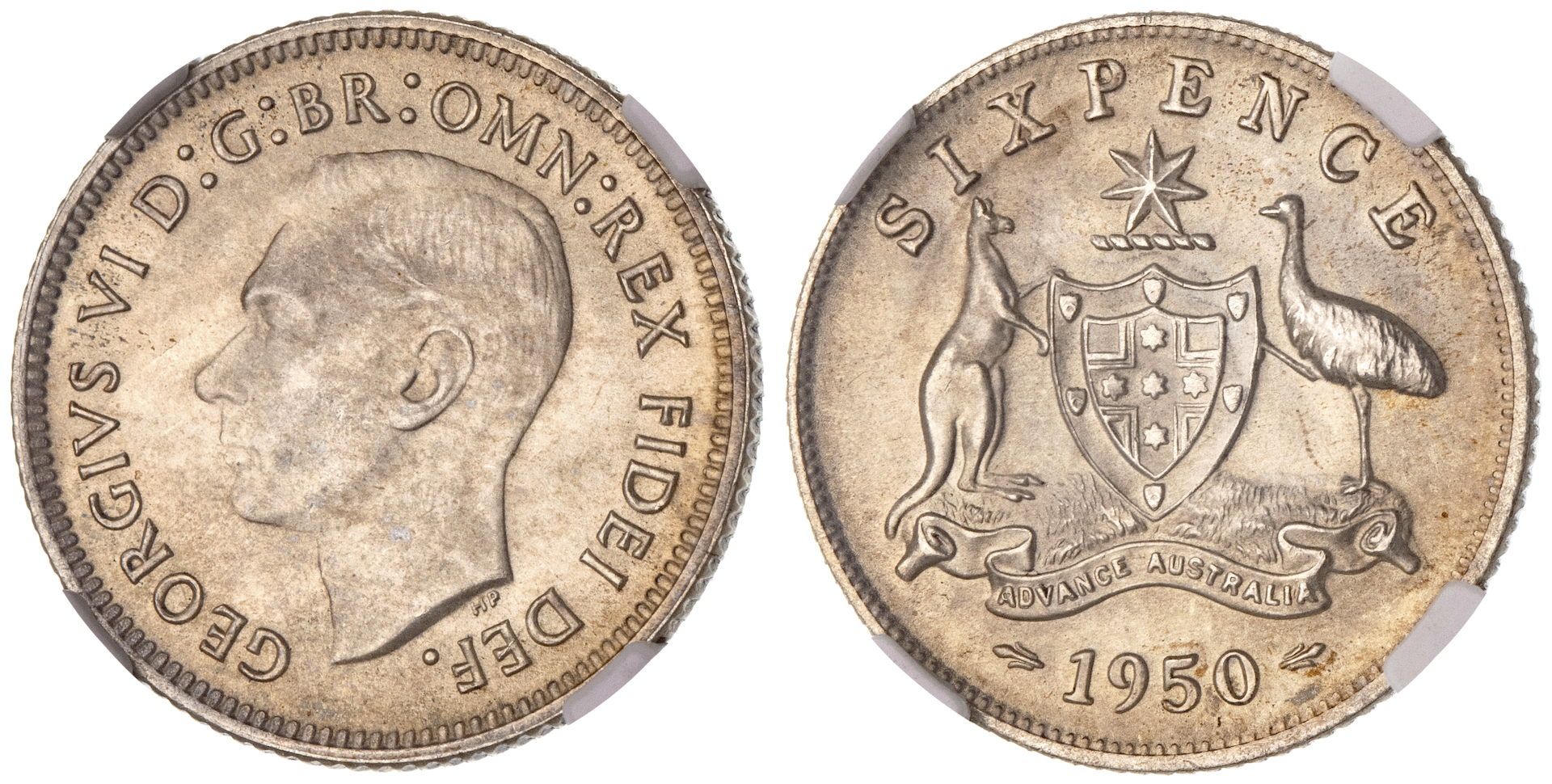 George VI, Sixpence, 1950, NGC MS 66