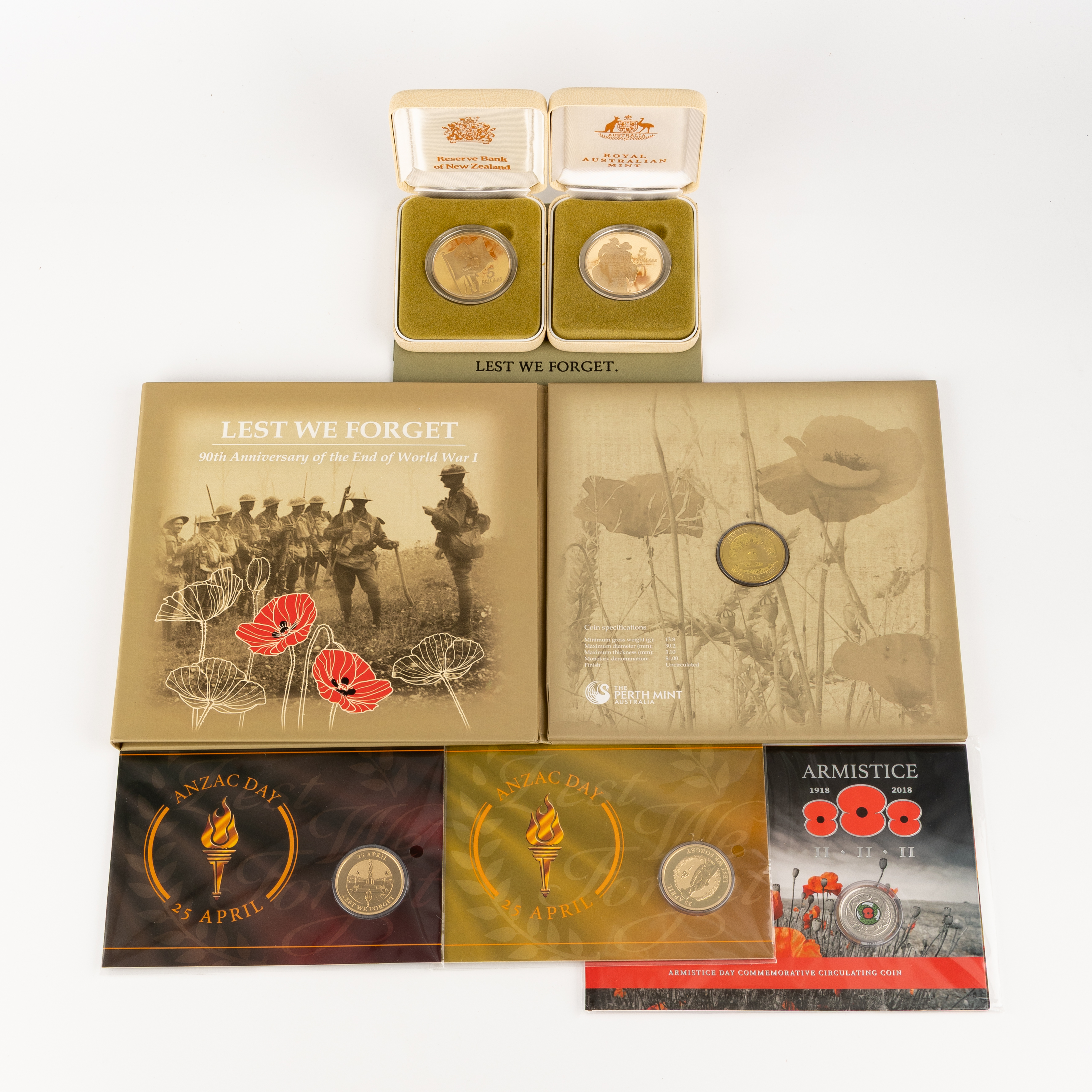 Elizabeth II, Anzac and Remembrance Issues, Fifty Cents - Five Dollars, 1990 - 2025, CHU - FDC