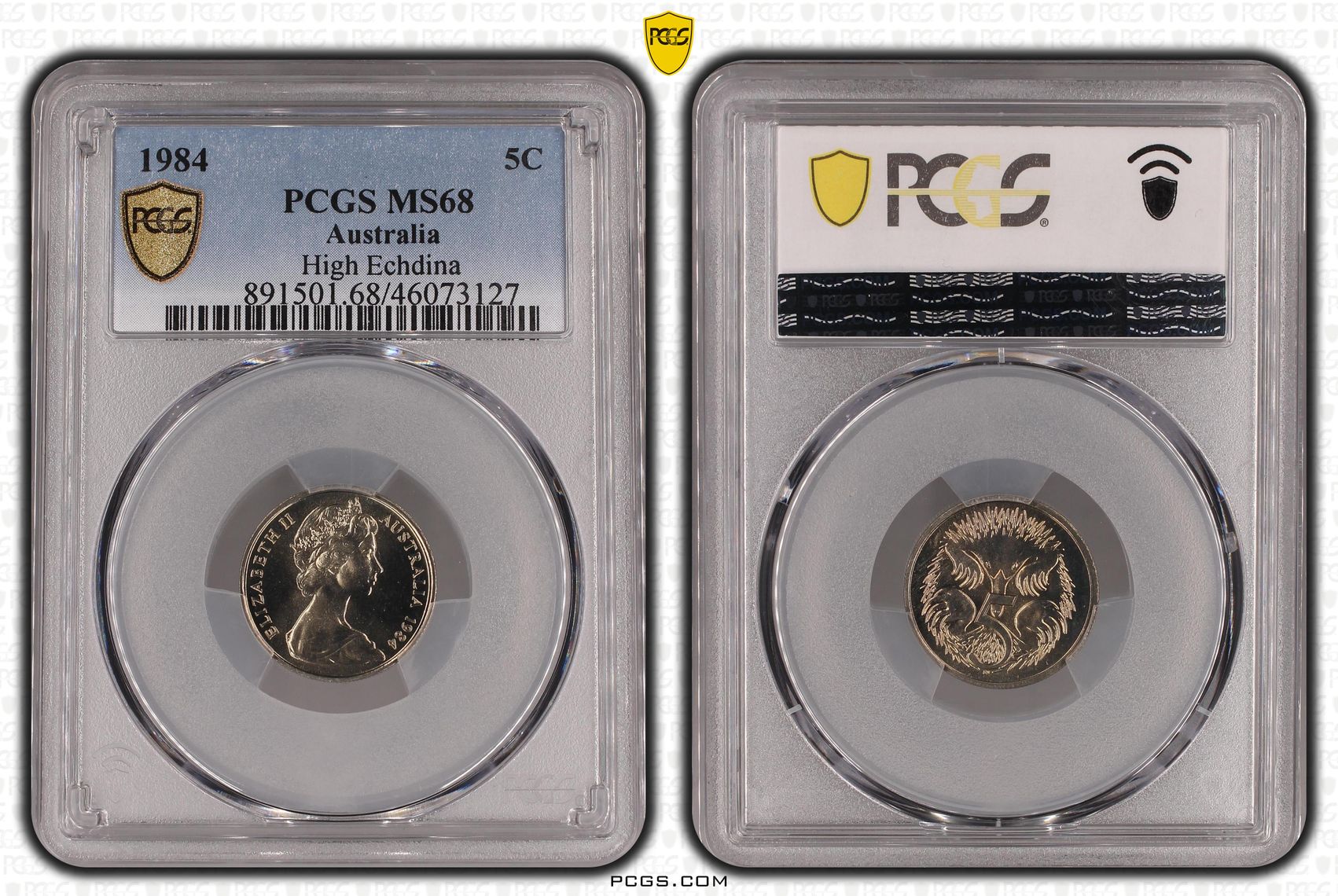 High Echidna, Sole Top Pop 1/0, Five Cent, 1984, PCGS MS68