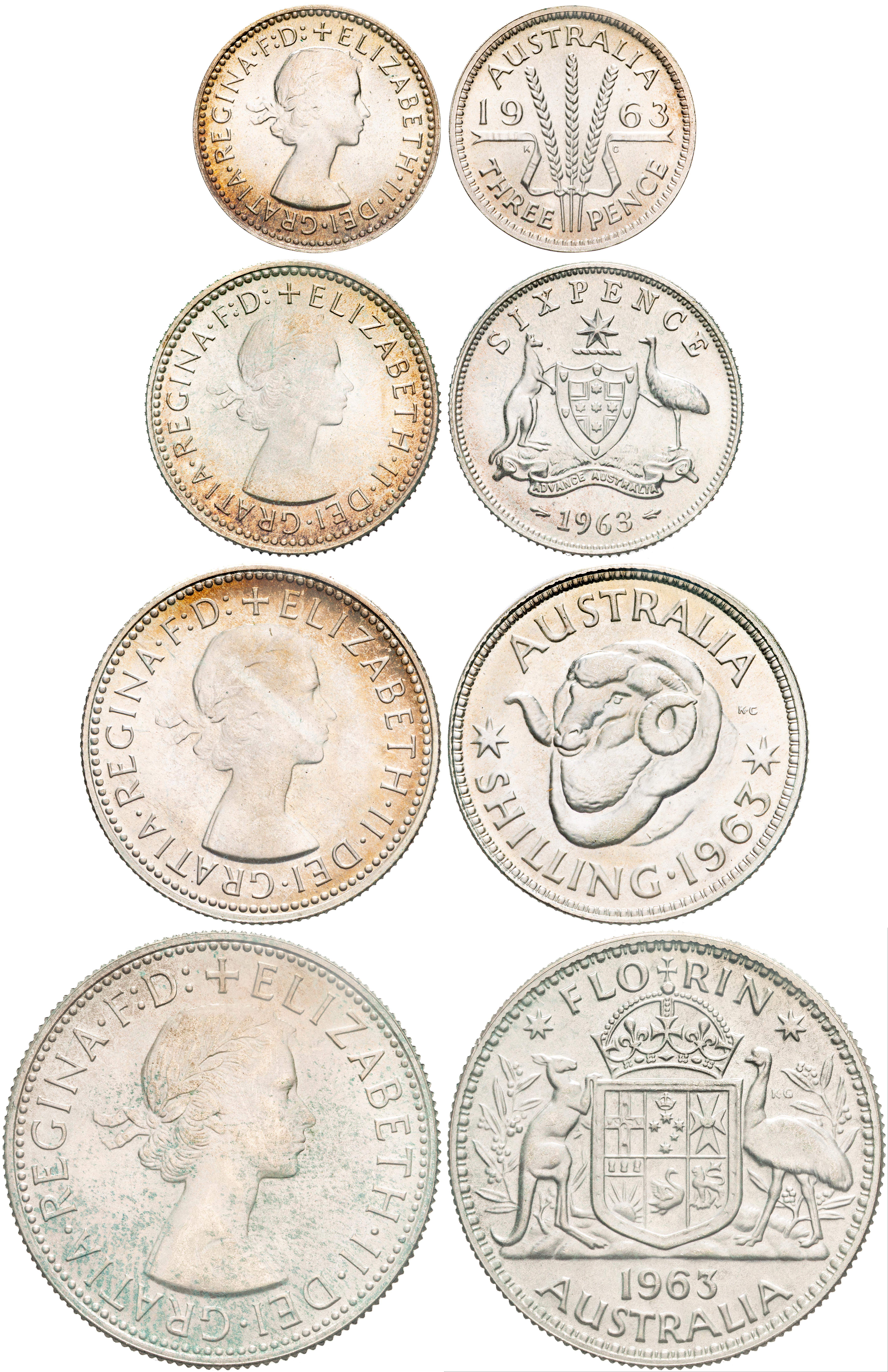 Elizabeth II, Threepence - Florin, 1963, FDC