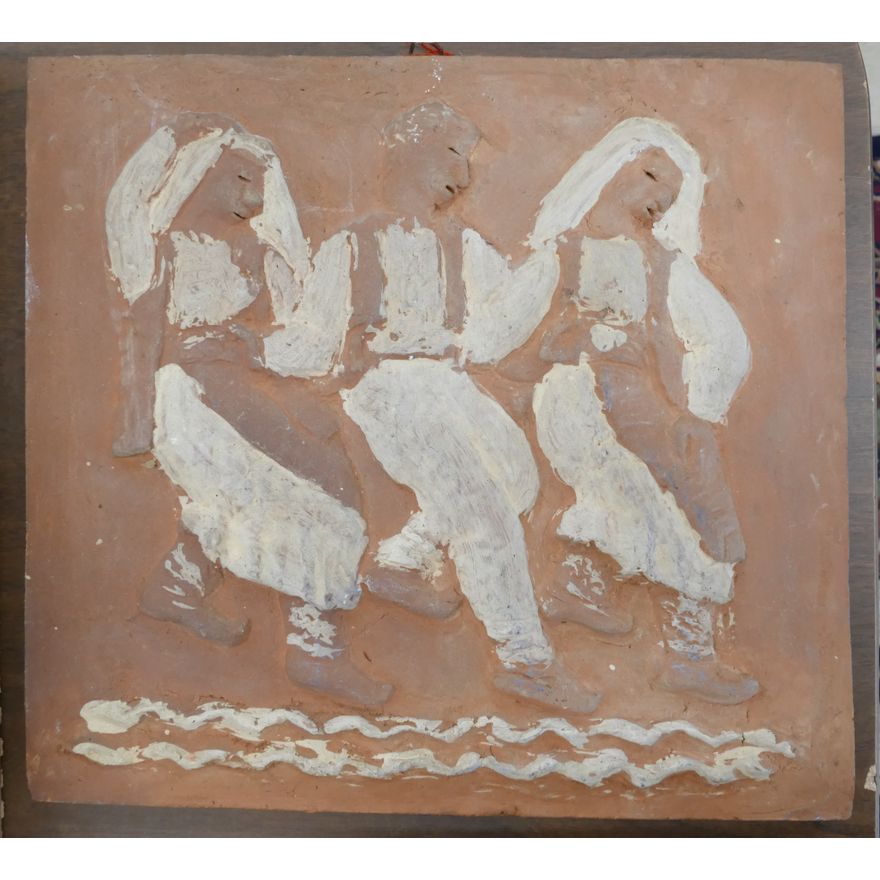 European Terracotta Dancers Plaque- 12x13''