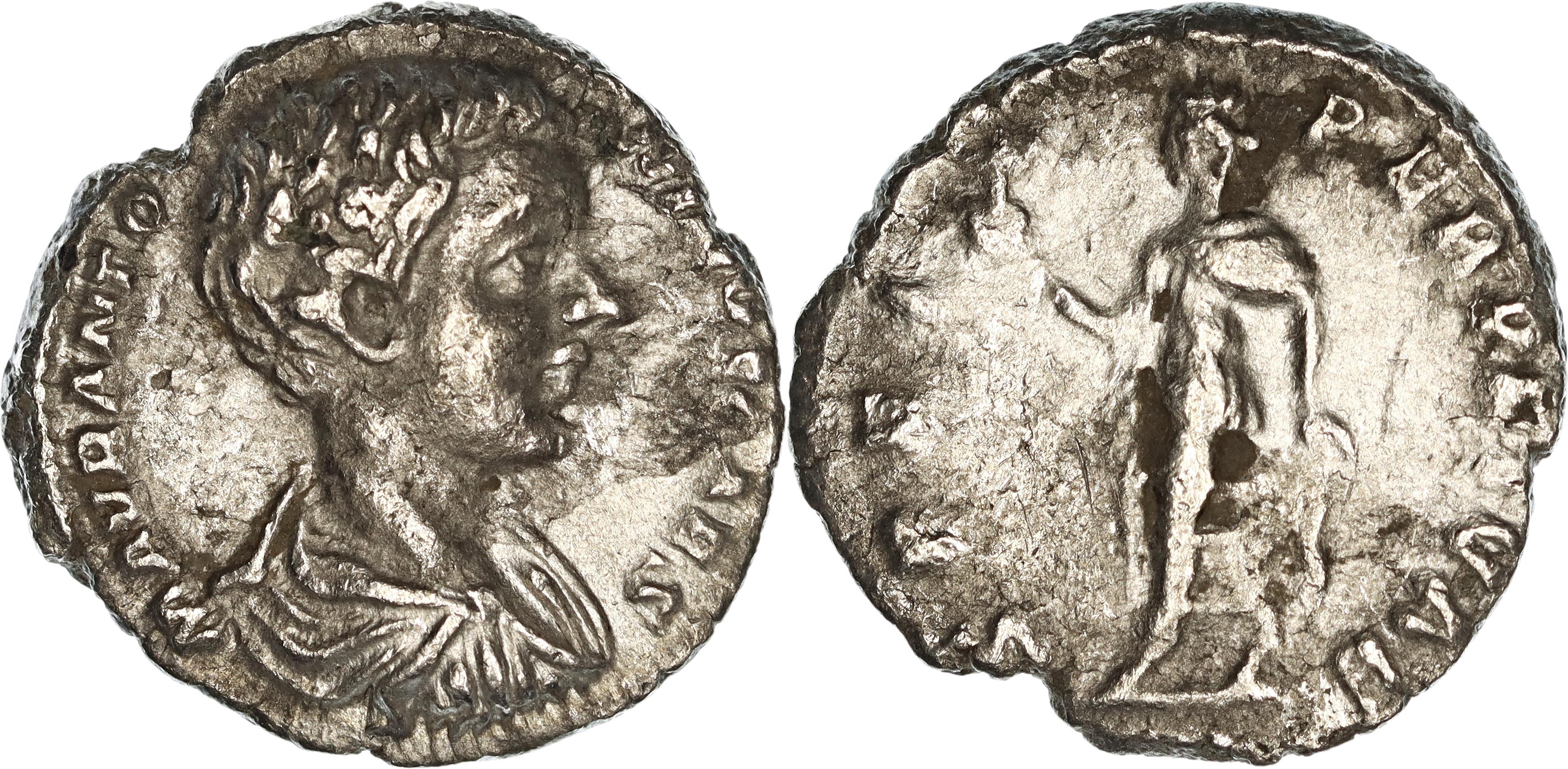 Roman Empire, Caracalla, Silver Denarius, 196-197 AD, nVF