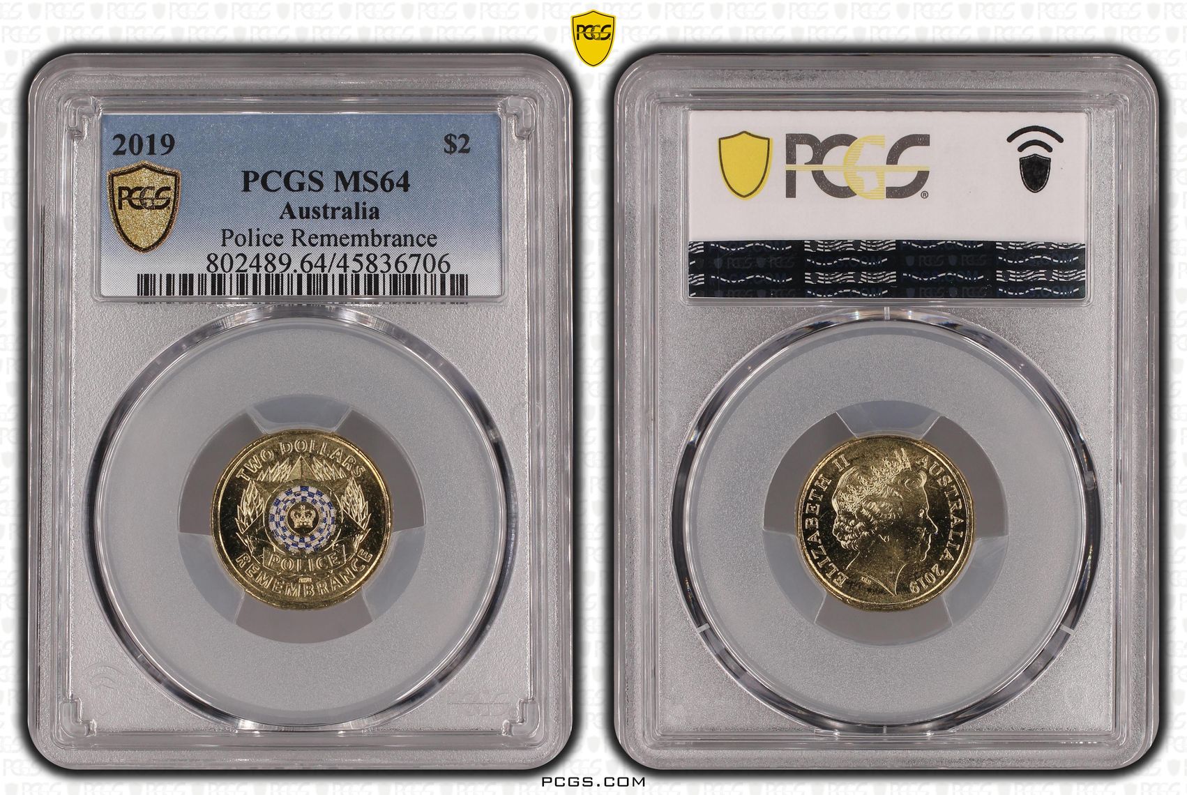 Police Remembrance Colourised, Two Dollar, 2019, PCGS MS64