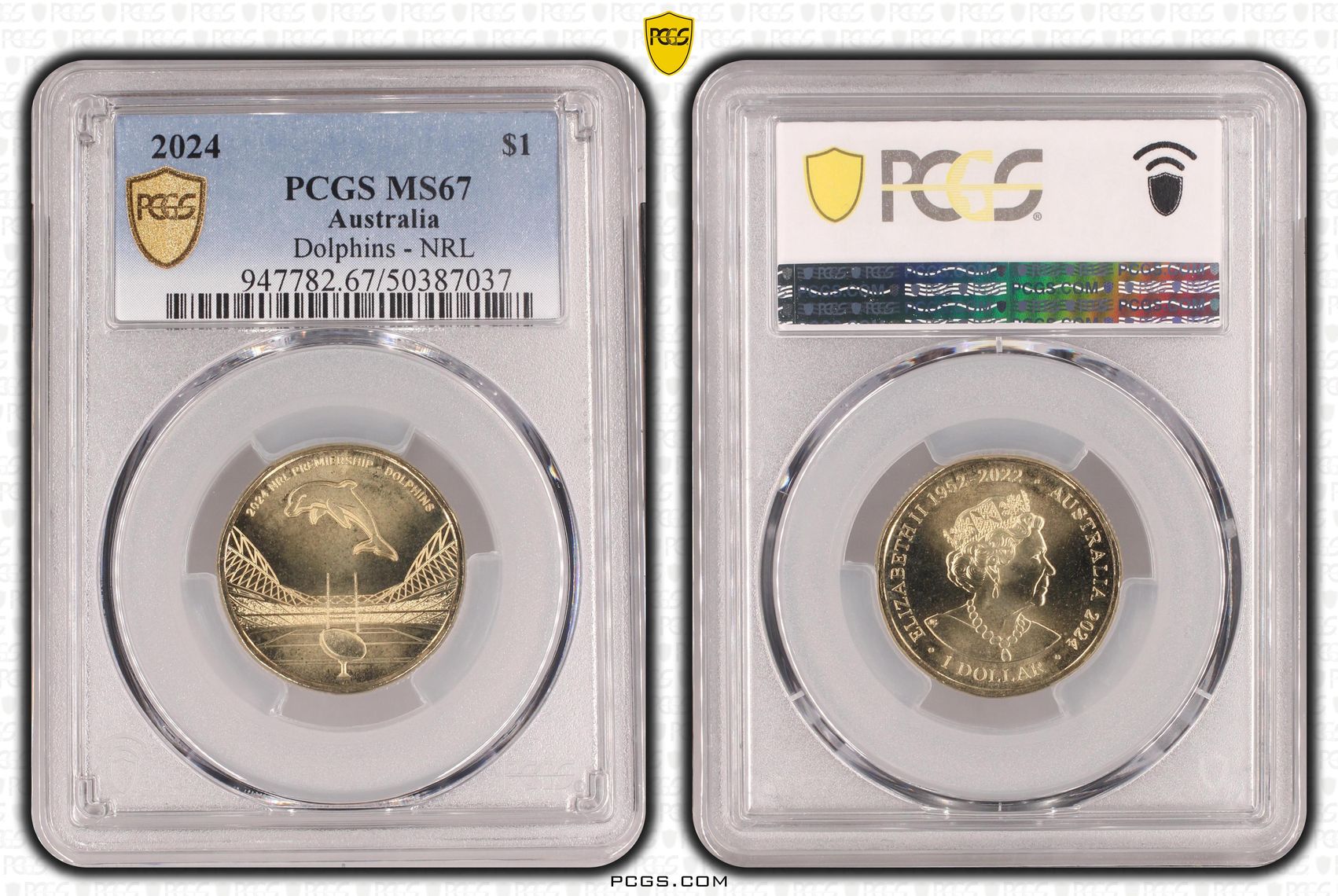349 · Dolphins - NRL , One Dollar, 2024, PCGS MS67