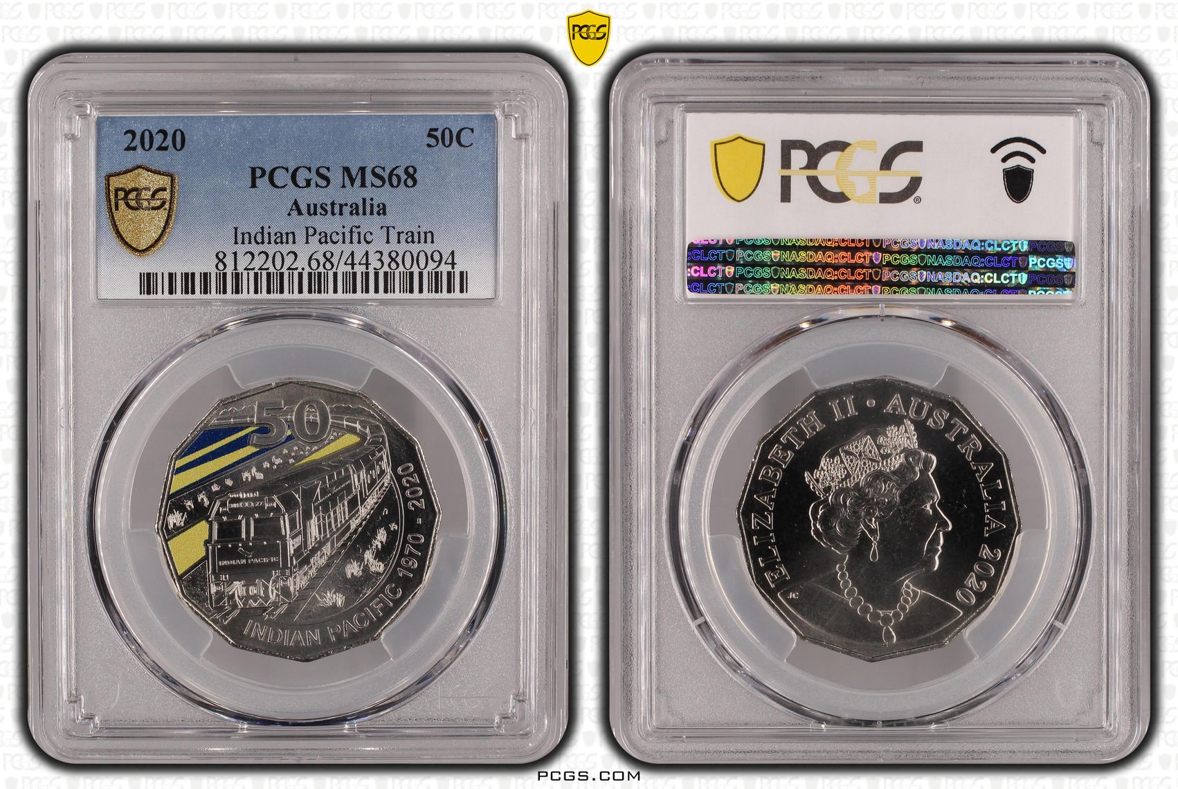 Indian Pacific Train, Fifty Cent, 2020, PCGS MS68