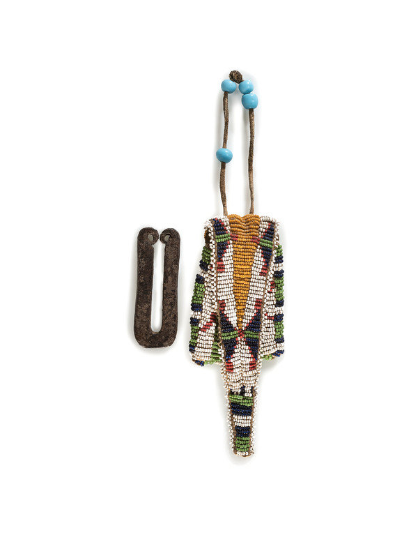 Ute Beaded Buffalo Hide Strike-a-Light, with Iron Striker