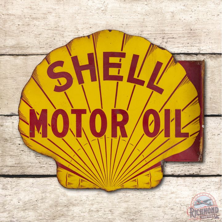 Shell Motor Oil Porcelain Flange Sign TAC 7 & 5