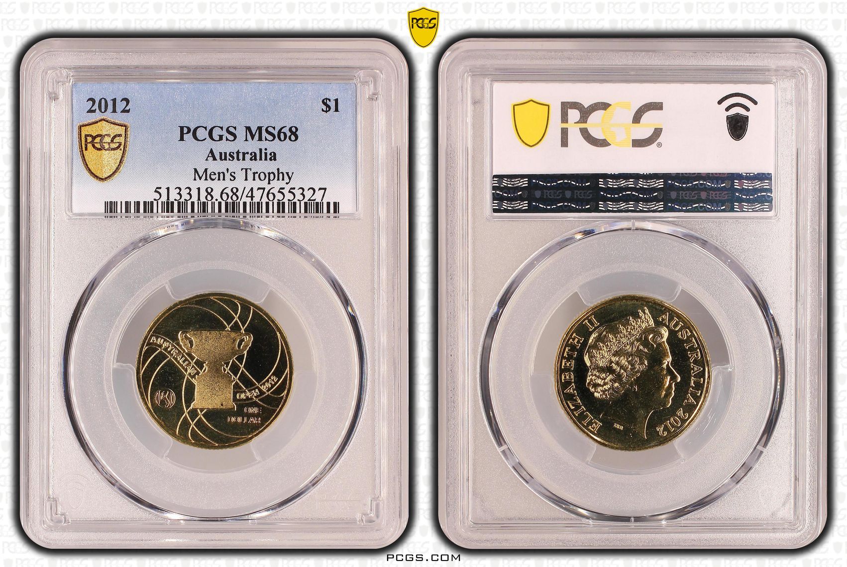 Elizabeth II, Men's Trophy, One Dollar, 2012, PCGS MS68