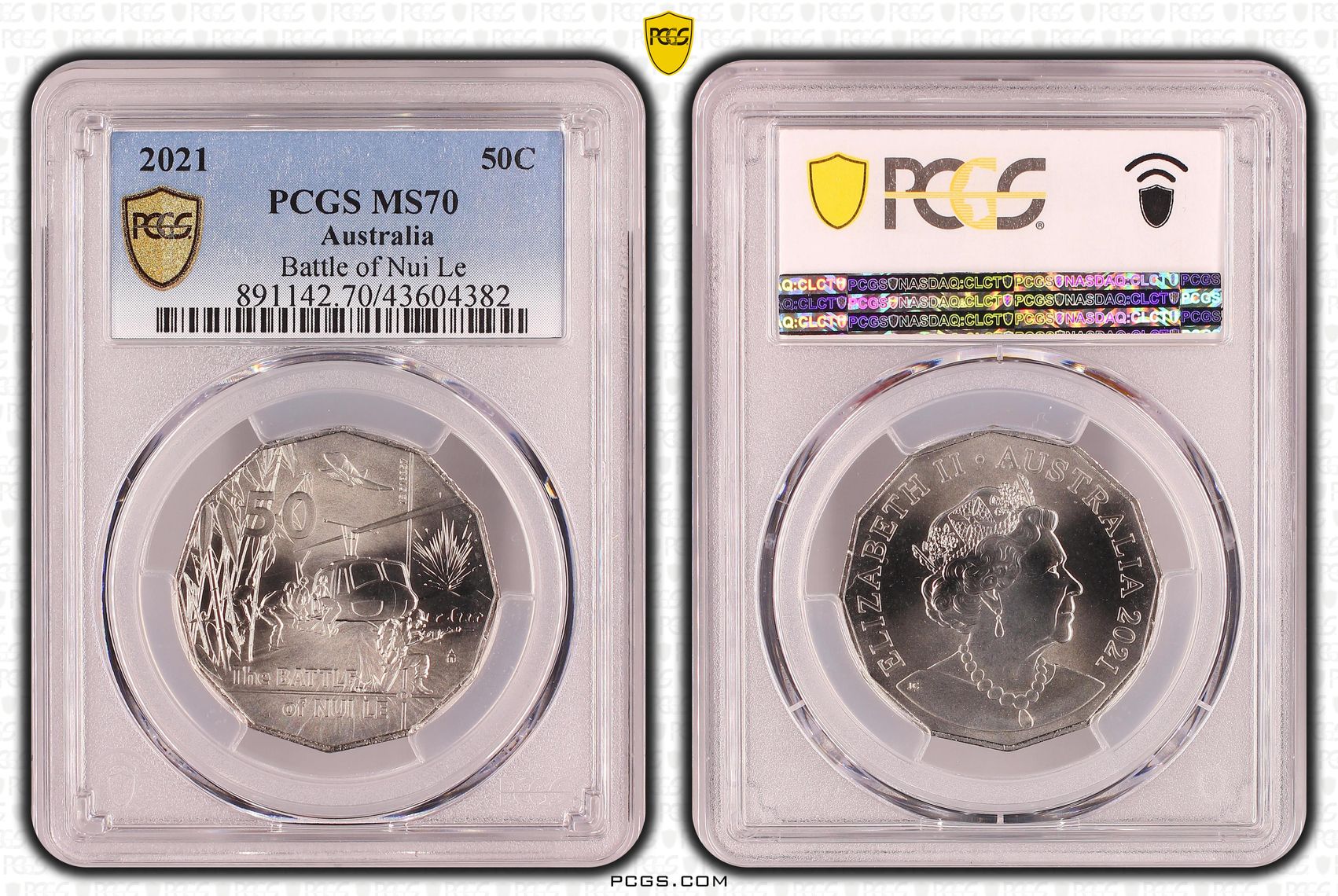 Elizabeth II, Battle of Nui Le, Fifty Cent, 2021, PCGS MS 70