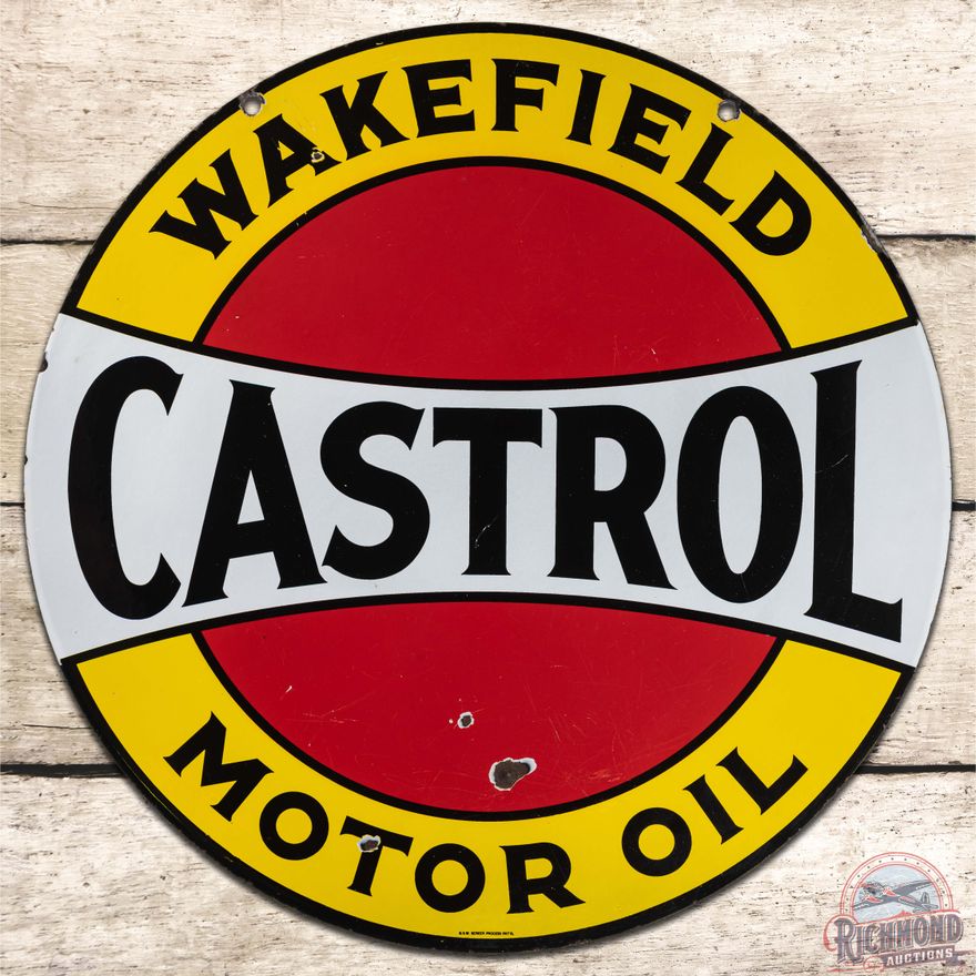 Castrol Wakefield Motor Oil 24" DS Porcelain Sign