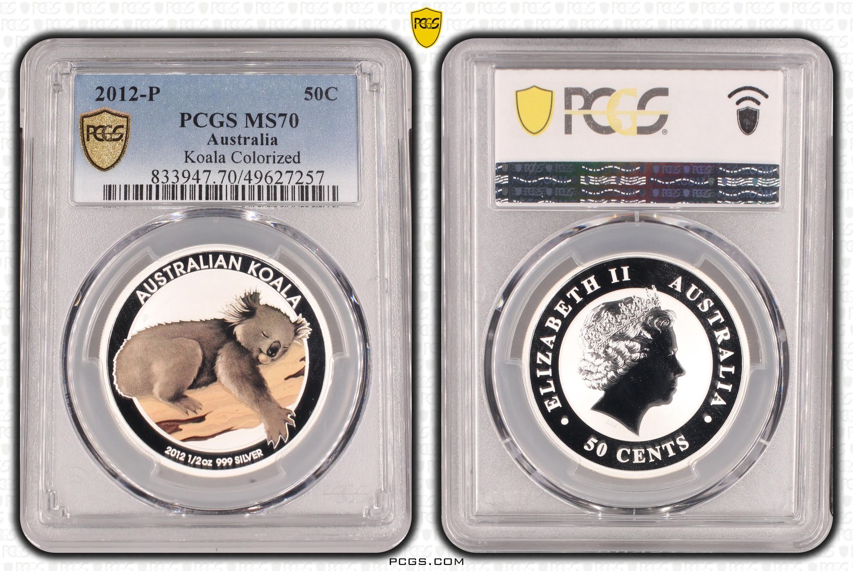 113 · Koala Colorized POP 1/0, Fifty Cent, 2012-P, PCGS MS70