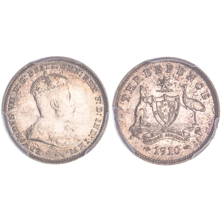Edward VII, Threepence, 1910, PCGS MS 66