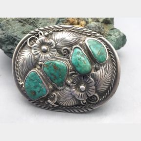 Vintage Four Stone Turquoise Belt Buckle