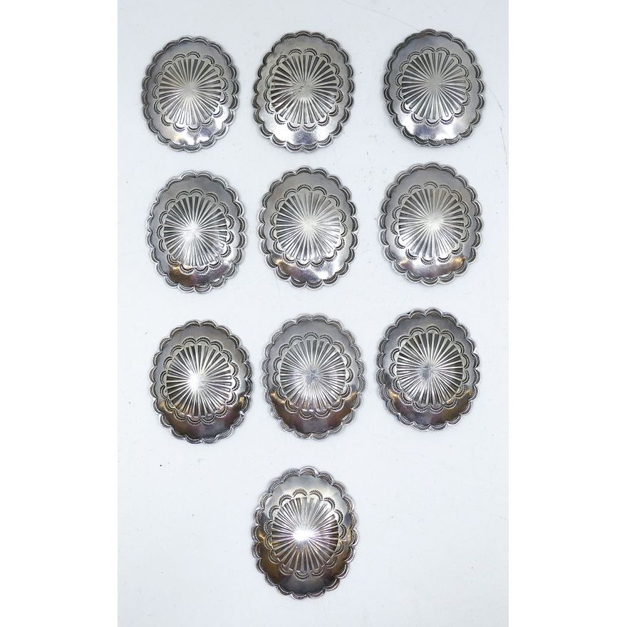 Box Navajo Silver 2'' Concho Belt Pieces - 137 Grams TW