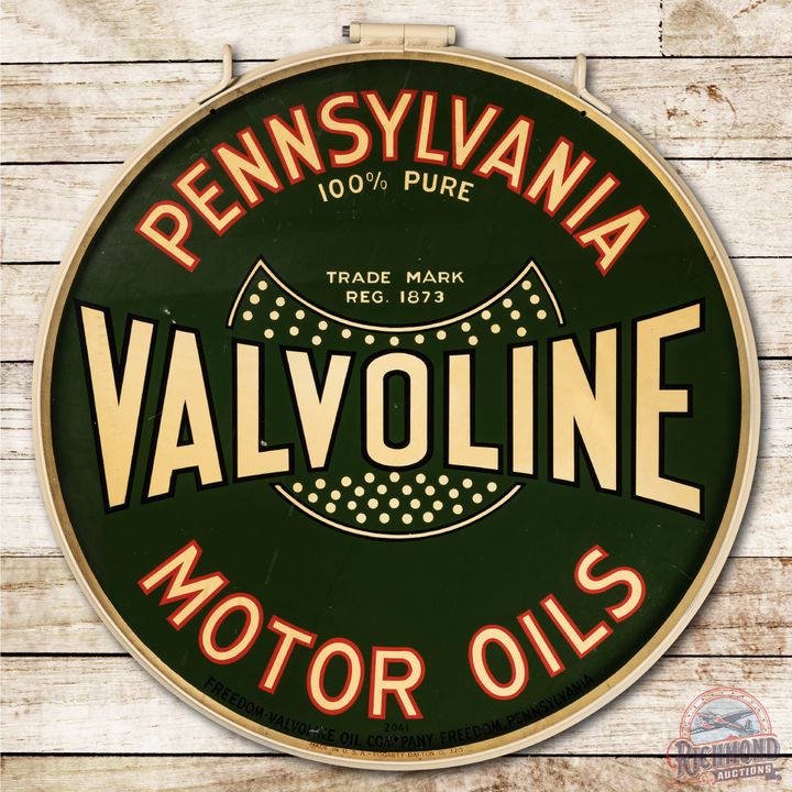30" Valvoline Pennsylvania Motor Oils Double Sided Tin Sign & Ring