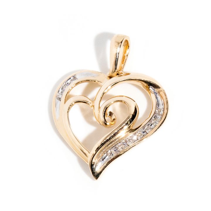Diamond 9 Carat Gold Heart Pendant