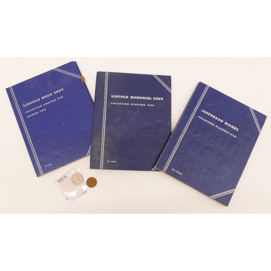 Box US Penny & Nickle Blue Books Etc