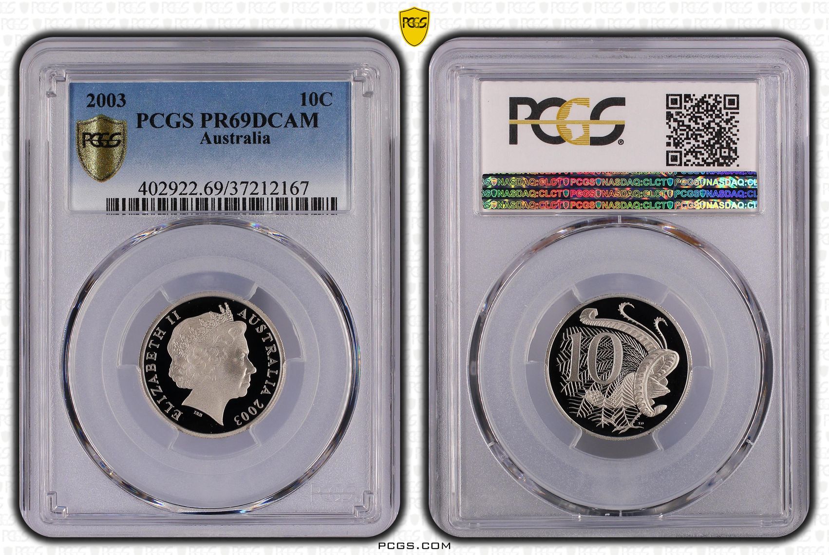 Elizabeth II, Ten Cent, 2003, PCGS PR69DCAM