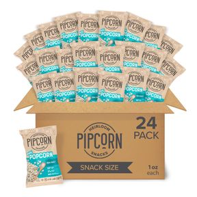 MINI HEIRLOOM POPCORN BY PIPCORN - SEA SALT,1OZ 24PK - HEALTHY SNACKS, GLUTEN FREE SNACKS, SNACK PACKS, HEIRLOOM CORN, SALTY SNACK
