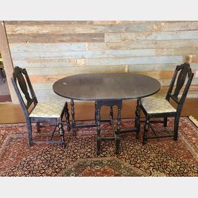 Antique Gate Leg Drop Leaf Table and Two Chairs