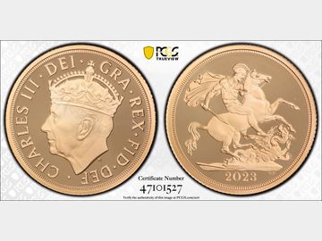 2023 CHARLES III CORONATION PIEDFORT GOLD PROOF SOVEREIGN PR70 DCAM TOP POP!