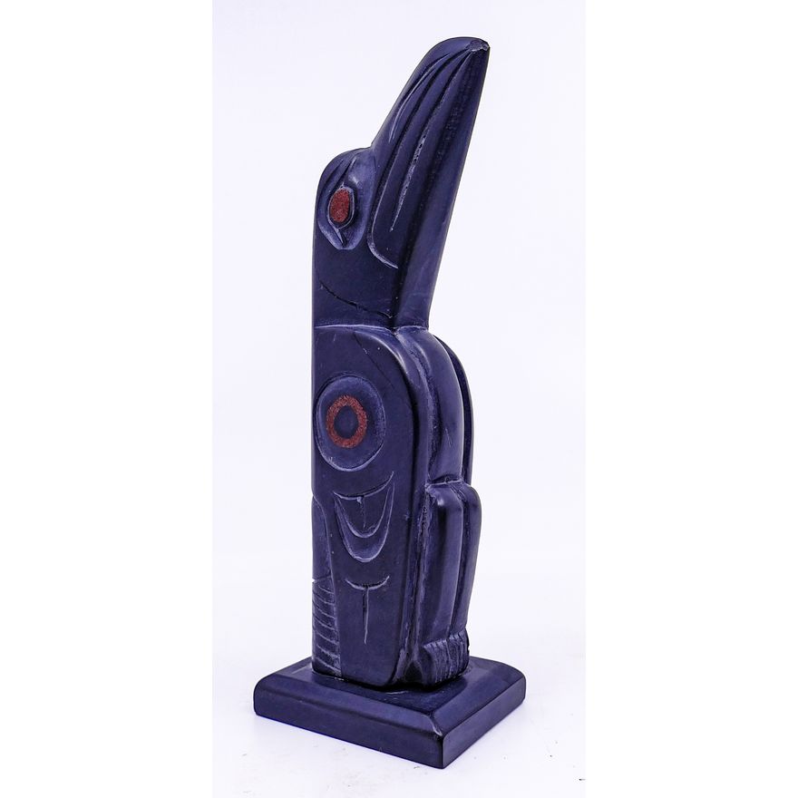 Norman Russ Raven Argillite Totem Model- 4.5'' with minor chip to beak