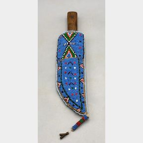 Older Blue Beaded Knife Sheath with Knife