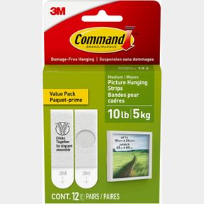 MEDIUM COMMAND MEDIUM PICTURE HANGING STRIPS, DAMAGE FREE HANGING PICTURE HANGERS, NO TOOLS WALL HANGING STRIPS FOR BACK TO SCHOOL