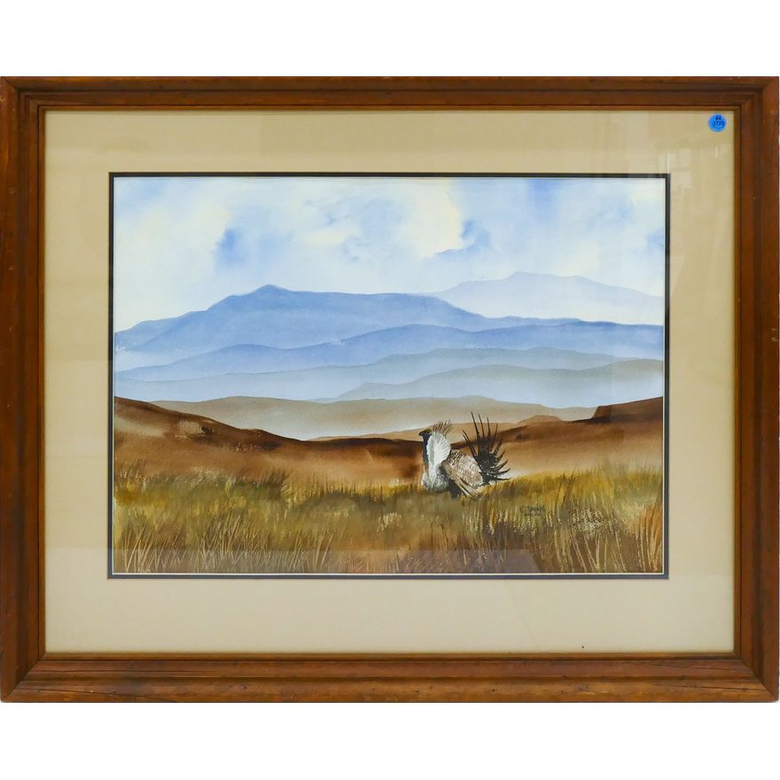 Frank Tuning ''Sage Grouse'' Watercolor Framed 27''x33''