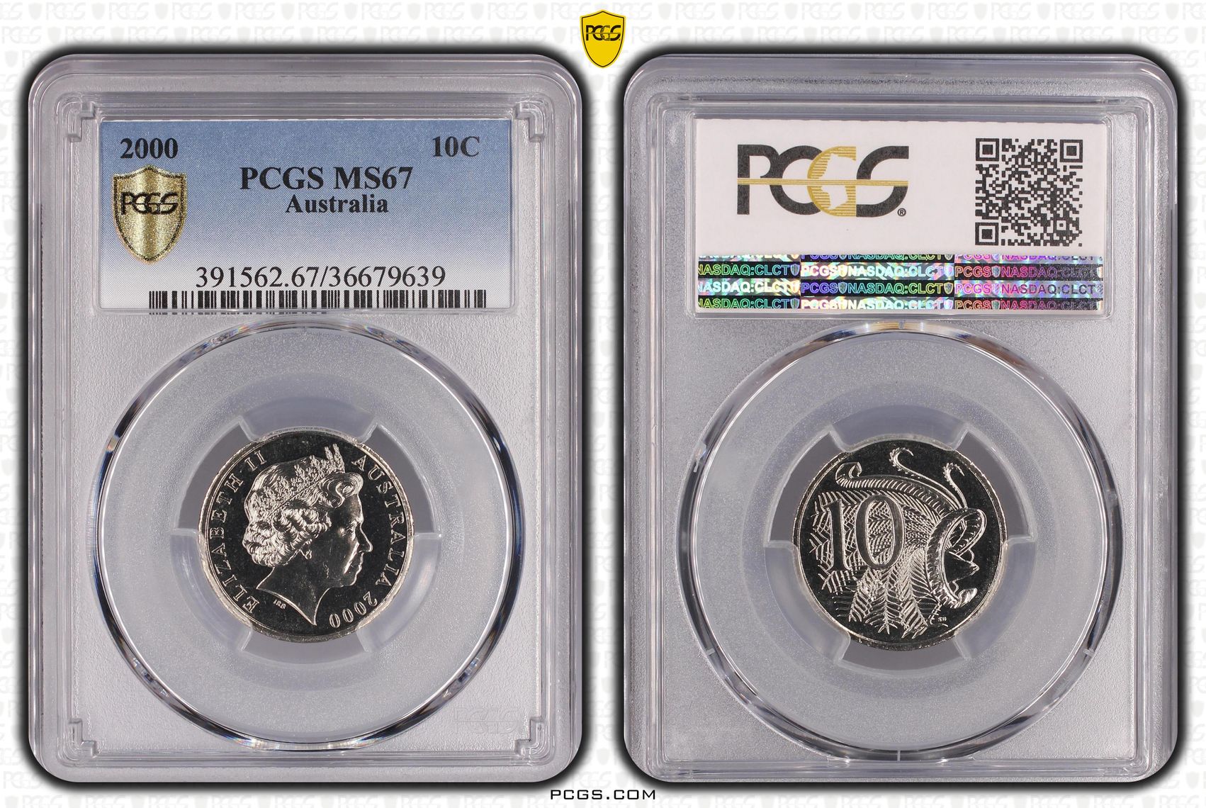 Ten Cent, 2000, PCGS MS67