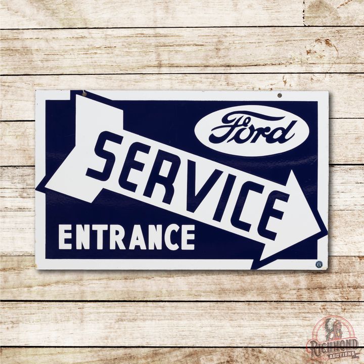 Ford Service Entrance Double Sided Porcelain Sign TAC 9.5