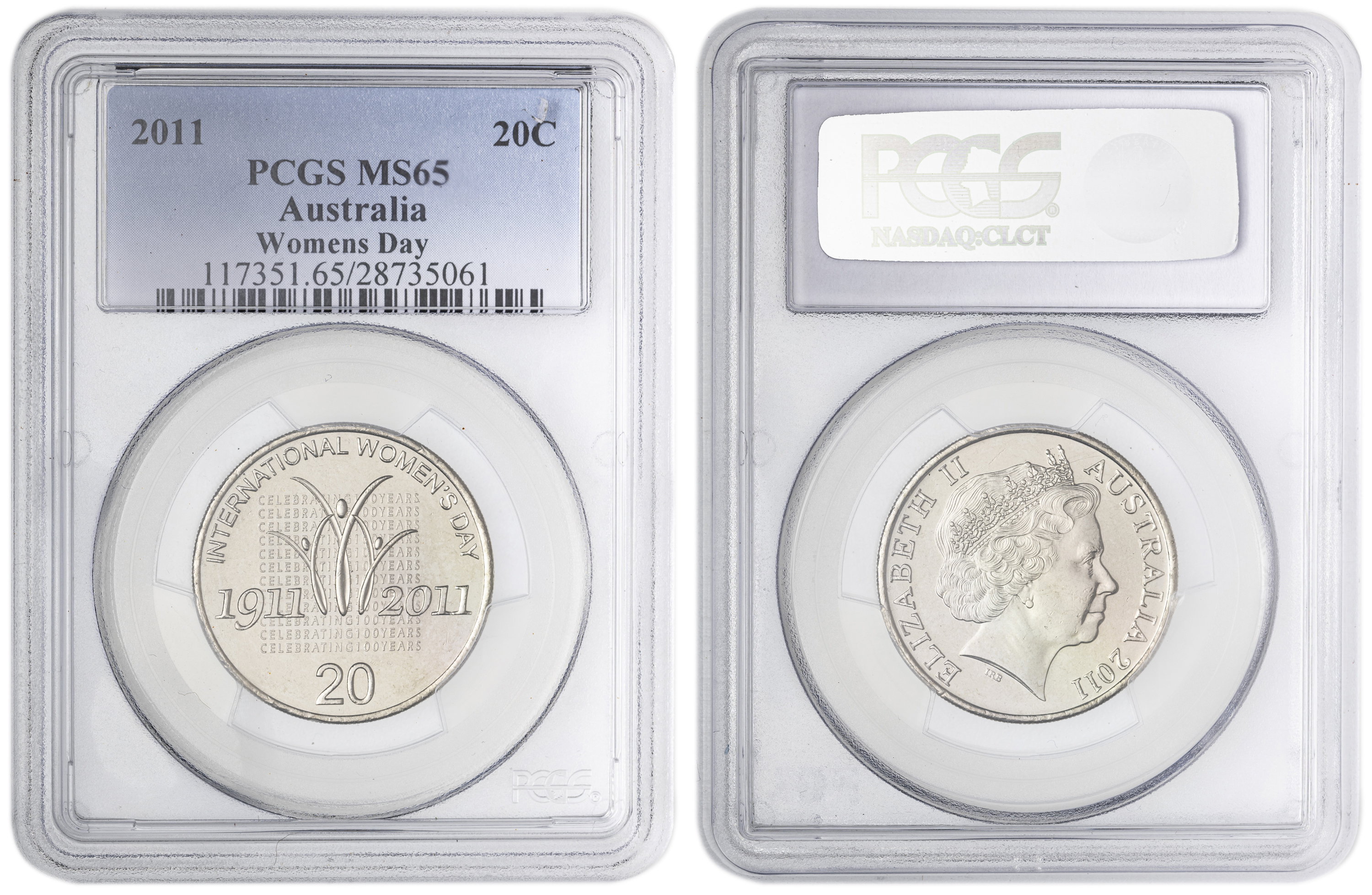 Womens Day , Twenty Cent, 2011, PCGS MS65